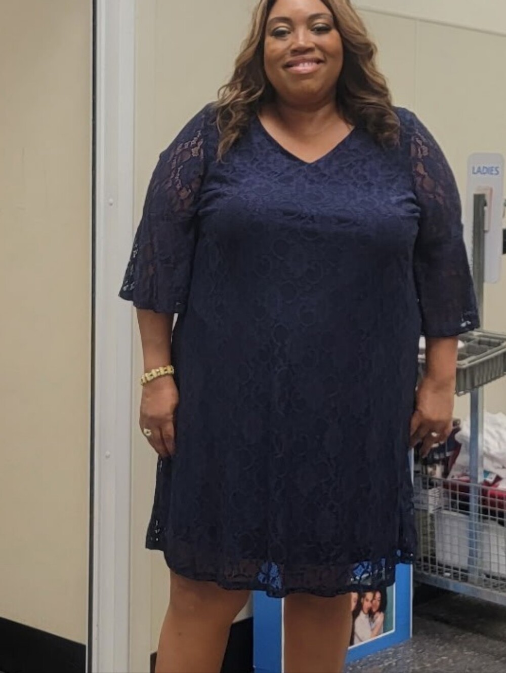 Navy Lace V-Neck Women’s Dress